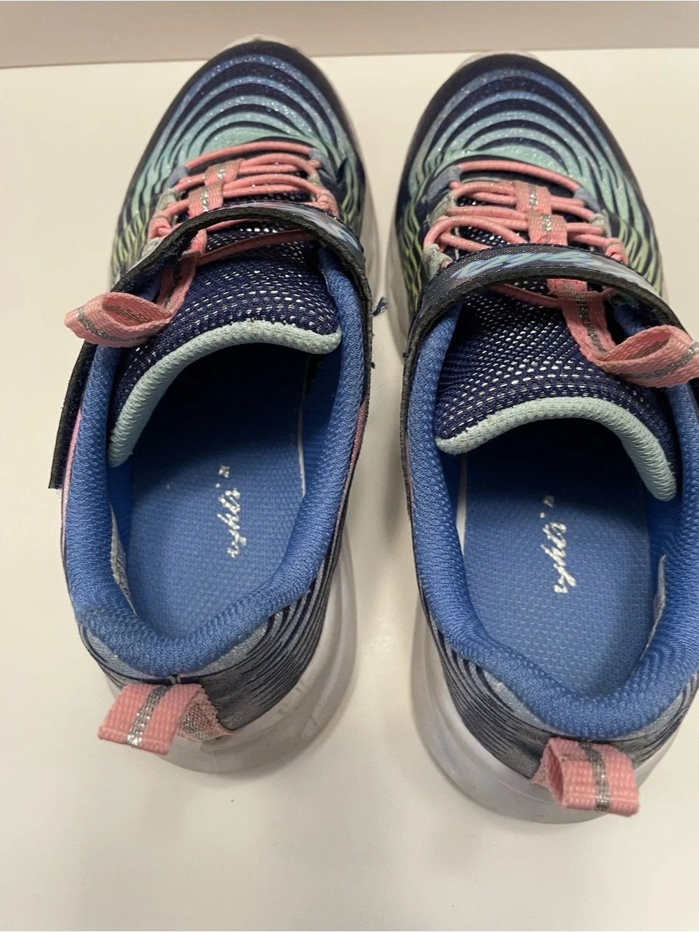 Skechers Kids Light-Up Zebra Wave Sneakers - Navy/Blue/Pink